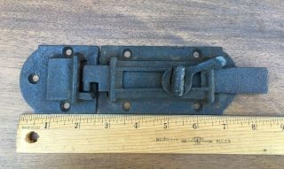 Vintage Cast Iron Gate Door Barn Slide Latch Bolt Lock Hardware Large