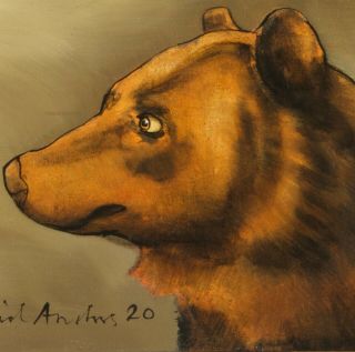 Bear Portrait : Oil Painting : Brown Grizzly Art By David Andrews
