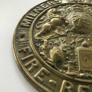 Vintage Milners embossed brass plaque,  from an old victorian safe door 3