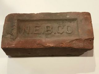 1880 Antique Clay Brick England Brick Company,  Boston Mass Crisp Letters