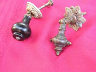 Antique Victorian Large Desk Or Cabinet Door Pulls 2 Non Matching Wood Cool