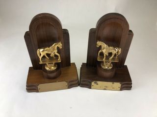 2x Vintage Horse Show Equestrian Trophy Award Metal Wood