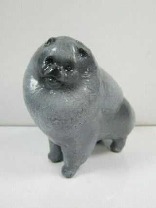 Ron Hevener Blue Gray Merle Pomeranian Pom Puppy Canine Dog Handmade Figurine