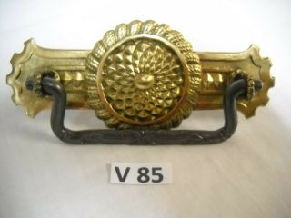 Antique Victorian Eastlake Stamped Brass Drawer Pull Iron Bail