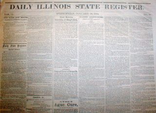 1861 Newspaper From Abraham Lincoln 