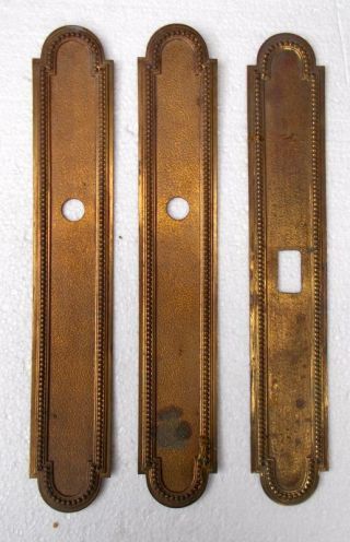 3 Vintage French Brass Door Push Plates Finger Plates