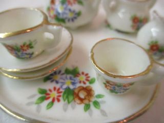 Vintage miniature porcelain 9 pc Child ' s Tea set Flowers 2