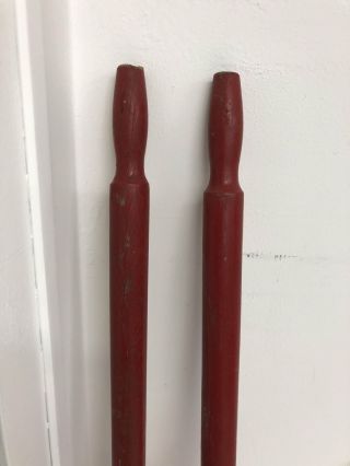 2 Vintage Wood Oars PAIR set wooden paddle nautical boat wall art decor red ship 2