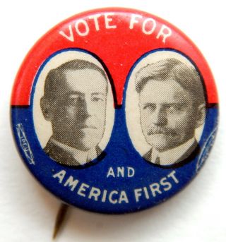 1916 Woodrow Wilson / T.  Marshall Celluloid Campaign Pinback Button