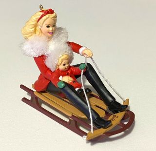 Mattel Hallmark Barbie 2000 Christmas Ornament Winter Fun Barbie Kelly Sledding
