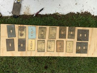 16 Brass Switch Plate Covers Vintage
