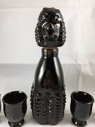Vintage Relco Japan Poodle Scotch Decanter Bottle Set Cups Figurines Black Dog 2