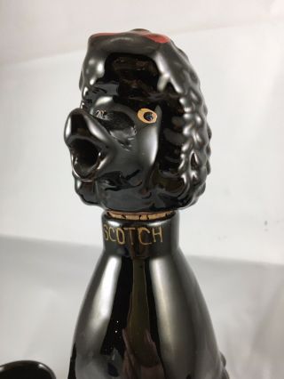Vintage Relco Japan Poodle Scotch Decanter Bottle Set Cups Figurines Black Dog 3