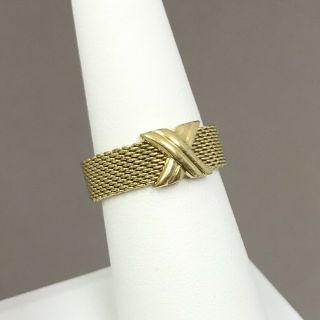 Vintage 10k Gold Mesh Ring Size 7