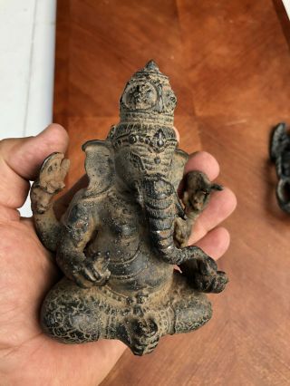 Asian Bronze Ganesh Elephant God Statue Figure Antique Patina 2