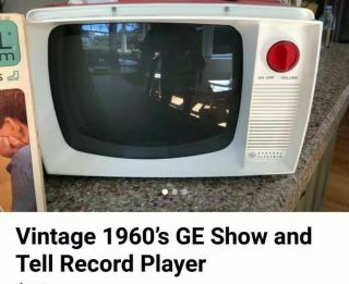 Vintage 1960’s General Electric Show N Tell Phono Viewer/record Player,  6records