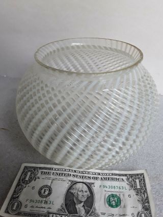 Vtg Antique Glass Shade For Oil Lamp,  Gas Chandelier Opalescent Swirl 5 " Fitter