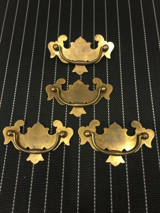 Set of 4 - Antique Vintage Reclaimed brass drawer pull handles. 2