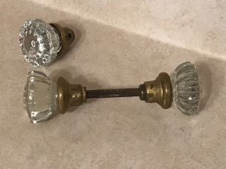 Antique Crystal Door Knob Set Hardware Victorian Style Doorknob 12 Point