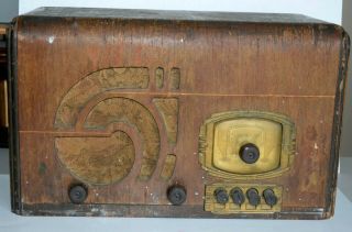Vintage Air Castle Wood Table Radio For Restoration
