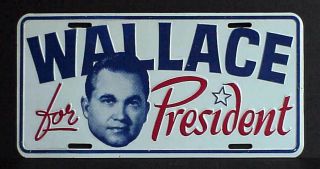 Vintage George Wallace For President License Plate Dixie Seal Atlanta