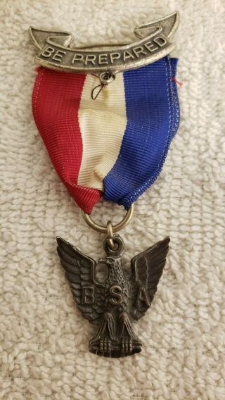 Vintage Bsa Boy Scouts Of America Be Prepared Medal With Ribbon