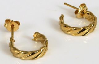 Vintage 14k Yellow Gold Fine Fashion Half Hoop Earrings Textured 1.  6 Grams