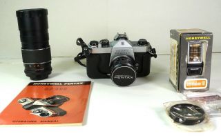 Vintage Honeywell Pentax Sp 500 Camera Outfit W/accessories.  &