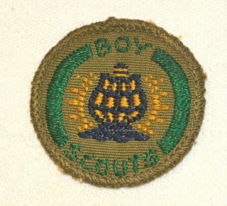 Lantern Boy Scout Safety Man Proficiency Award Badge Brown Back Troop Large