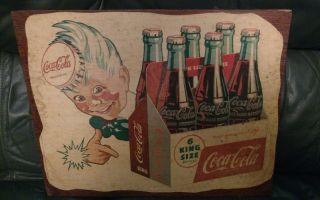 Vintage 1955 Coca Cola King Size Bottles Ad With Sprite Coca Cola Boy
