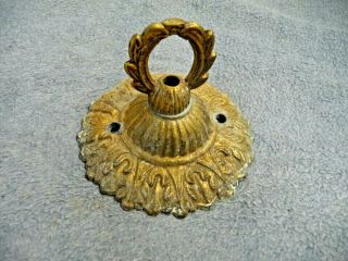 Vintage Gilt Brass Lighting Hook Ceiling Rose - Chandelier Lantern Light Pendant