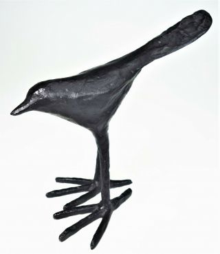 Metal Bird Big Feet Folk Crow Raven Black Primitive Shelf Decor Nevermore Poe