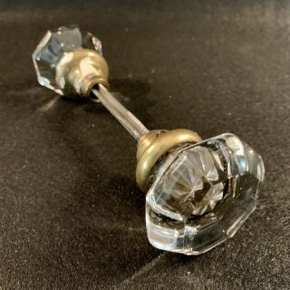 Vintage 8 - Point Glass Crystal Door Knob Hardware Long Mount