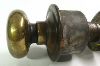Vintage 1920s - 30s - 40s Doorknob Set - Locking Exterior Brass Knob and Glass Knob 3