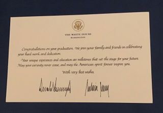 Trump White House Graduation Card Signature Donald Melania Gold Eagle Seal Rare