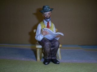 Vintage Lefton China Hand Painted 07855 Old Man Sitting On A Bench Figurine