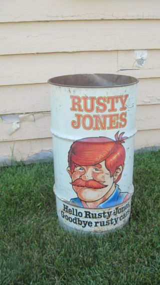 Authentic Vintage Tall Rusty Jones Oil Trash Garbage Can 26 "