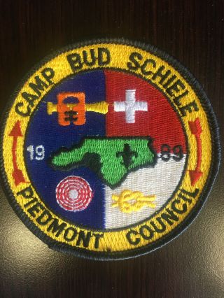 1989 Camp Bud Schiele Boy Scout Camp Patch Piedmont Council