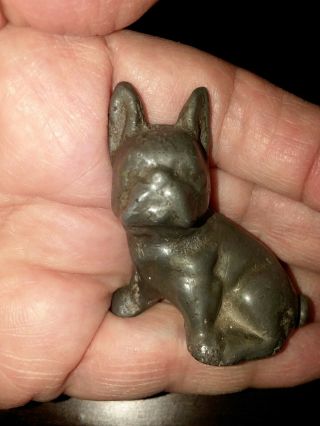 Vintage Heavy Cast? Mini Small French Bulldog Statue Figurine Christmas Gift Old