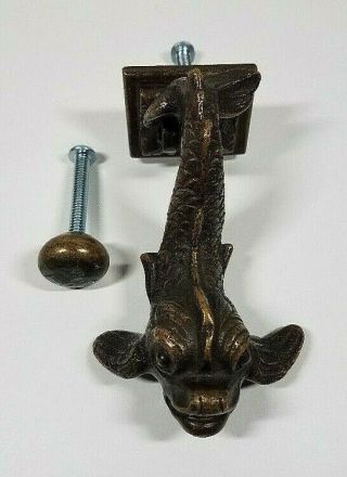 Brass Vintage Fish Shaped Door Knocker With Back Striker - Classic Colonial Design