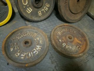 2 Vintage Weider 25 Lb Barbell Weight Plates Standard 50 Pounds Total