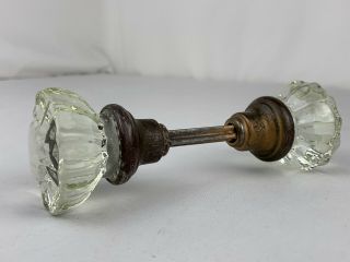 Vintage Glass With Rod Door Knob Set Brass Hardware Victorian 12 Point