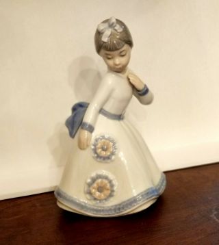 Vintage Zaphir Porcelain Girl In Flower Dress Small Figurine 7.  25 