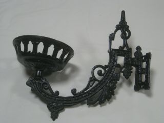 Vintage Cast Iron Oil Lamp Or Candle Holder Wall Sconce With Wall Bracket
