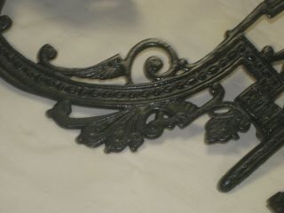 Vintage Cast Iron Oil Lamp or Candle Holder Wall Sconce With Wall Bracket 3