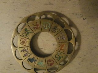 Vintage Zodiac Signs Brass Trivet Made In Israel
