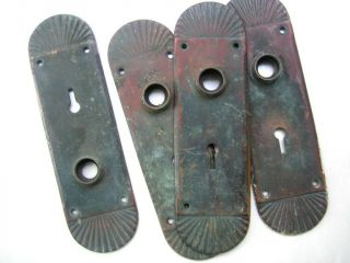 4 Doorknob Backplates Sunburst Copper