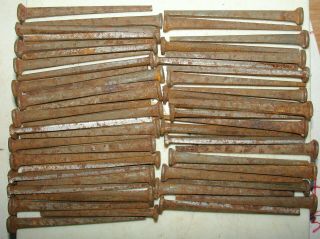 50 Antique 3 - Inch Cut Steel Nails Rusty For Sheathing Siding