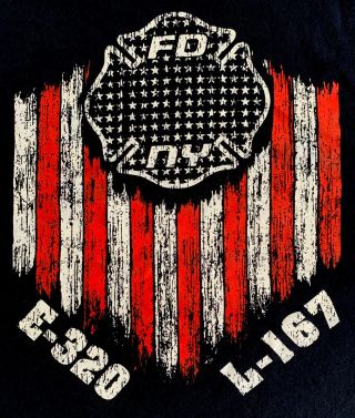 FDNY NYC Fire Department York City T - shirt Sz M Engine 320 L 167 Queens 2