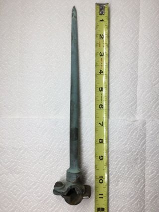 Antique Brass Barn Lightning Rod 11” With Clamp Patina